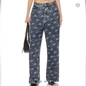 Jaded London monogrammed baggy pants in blue